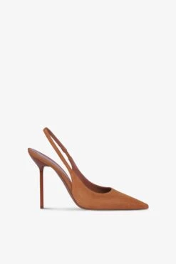 Slingbacks In Cognac Suede Leather
