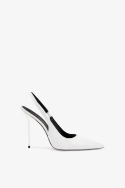 Paris Texas White Patent Leather Slingbacks