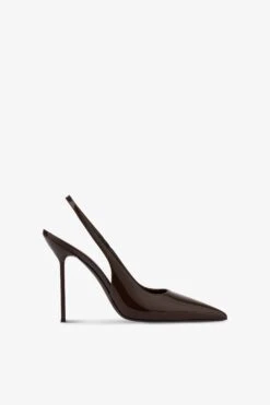 Paris Texas Slingbacks In Chocolate Patent Leather