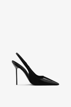 Paris Texas Black Patent Leather Slingbacks