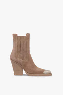 Paris Texas Pointed Ankle Boots In Smooth Koala Suede Leather