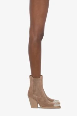 Paris Texas Pointed Ankle Boots In Smooth Koala Suede Leather -Paris Texas Brand Shop PX959XV003468KOALA 10