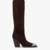 Paris Texas Pointed Knee-high Boots In Smooth Pepper Suede Leather -Paris Texas Brand Shop PX965XV003PEPE 01 scaled
