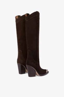Paris Texas Pointed Knee-high Boots In Smooth Pepper Suede Leather -Paris Texas Brand Shop PX965XV003PEPE 03 scaled