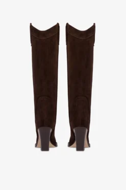 Paris Texas Pointed Knee-high Boots In Smooth Pepper Suede Leather -Paris Texas Brand Shop PX965XV003PEPE 04 scaled