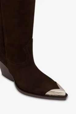 Paris Texas Pointed Knee-high Boots In Smooth Pepper Suede Leather -Paris Texas Brand Shop PX965XV003PEPE 05 scaled