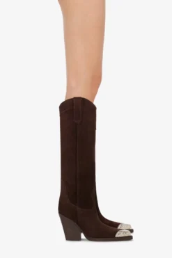 Paris Texas Pointed Knee-high Boots In Smooth Pepper Suede Leather -Paris Texas Brand Shop PX965XV003PEPE 10 scaled