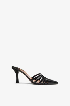 Paris Texas Black Leather Cut-out Mule